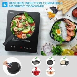 IsEasy Portable Induction Hob 2100W Single Cooking Zone Induction Cooker With 9 Power Levels Setting, 8-hours Timer, Sensor Touch Control, Safety Lock [Energy Class A+++] -Home Appliances Store 100028414 4