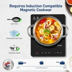 IsEasy Single Induction Cooker 2100W Portable Induction Hob With Slim Black Crystal Panel Body, Induction Plate With 9 Power Levels Setting, Max & Min Function, 8-hours Timer, Safety Lock -Home Appliances Store 100028462 5