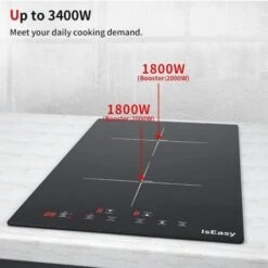 IsEasy Electric Induction Hob With Plug-in, Built-in & Portable Cooktop, 2 Zones 30cm 3000W -Home Appliances Store 100028467 3