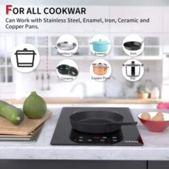 IsEasy Electric Ceramic Hob With Plug-in, Built-in & Portable Cooktop, 30cm 2 Zones 3000W [Energy Class A+] -Home Appliances Store 100028512 4