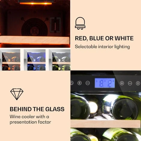 Klarstein Vinovilla 17 Built-In Duo Two-Zone Wine Fridge 53l 17 Bottles 3-Colour Glass Door 3 Klarstein Vinovilla 17 Built-In Duo Two-Zone Wine Fridge 53l 17 Bottles 3-Colour Glass Door - Image 3