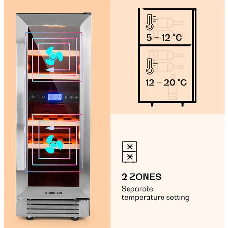 Klarstein Vinovilla 17 Built-In Duo Two-Zone Wine Fridge 53l 17 Bottles 3-Colour Glass Door 4 Klarstein Vinovilla 17 Built-In Duo Two-Zone Wine Fridge 53l 17 Bottles 3-Colour Glass Door - Image 4