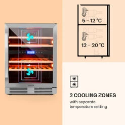 Klarstein Vinovilla 43 Built-In Duo Two-Zone Wine Fridge 129l 43 Bottles 3-Colour Glass Door -Home Appliances Store 22969413 4