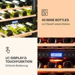 Klarstein Vinovilla 43 Built-In Duo Two-Zone Wine Fridge 129l 43 Bottles 3-Colour Glass Door -Home Appliances Store 22969413 5