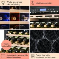 Klarstein Vinovilla Grande 165 Built-in Uno Wine Fridge 425l 165Fl. 3-colour Glass Door -Home Appliances Store 22969415 5