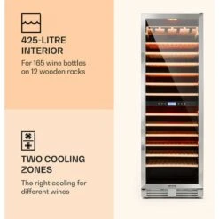 Klarstein Vinovilla Grande 165 Built-in Duo Wine Fridge 425l 165 Bottles 3-colour Glass Door -Home Appliances Store 22969417 3