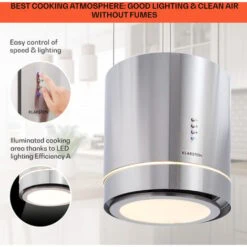 Klarstein Tron Ambience Island Extractor Hood Ø38cm Convection 540m³ / H LED Stainless Steel 8 Klarstein Tron Ambience Island Extractor Hood Ø38cm Convection 540m³ / H LED Stainless Steel -Home Appliances Store 22969593 4
