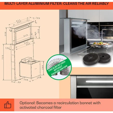 Klarstein Royal Flush Eco Cooker Hood 60 Cm 576 M³/h A+ 5 Klarstein Royal Flush Eco Cooker Hood 60 Cm 576 M³/h A+ - Image 5