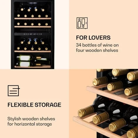 Klarstein Barossa 34 Duo Wine Refrigerator 34 Bottles 80 Litres 2 Zones Touch Control 5 Klarstein Barossa 34 Duo Wine Refrigerator 34 Bottles 80 Litres 2 Zones Touch Control - Image 5