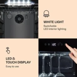 Klarstein Bellevin 62 Wine Cooler 56 Bottles 5-20 ° C Energy Class A Black -Home Appliances Store 22969765 3