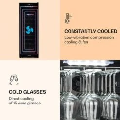 Klarstein Bellevin 62 Wine Cooler 56 Bottles 5-20 ° C Energy Class A Black -Home Appliances Store 22969765 5