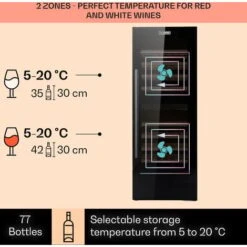 Klarstein Barossa 77 Duo Wine Fridge 2 Zones 191 L 77 Bottles Touch LED Black 7 Klarstein Barossa 77 Duo Wine Fridge 2 Zones 191 L 77 Bottles Touch LED Black -Home Appliances Store 22969790 3