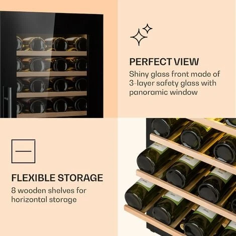 Klarstein Barossa 77 Duo Wine Fridge 2 Zones 191 L 77 Bottles Touch LED Black 4 Klarstein Barossa 77 Duo Wine Fridge 2 Zones 191 L 77 Bottles Touch LED Black - Image 4