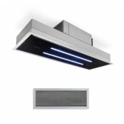 Klarstein High Line Ceiling Hood 77cm 410 M3 / H 75W 3 Steps Remote Control Black