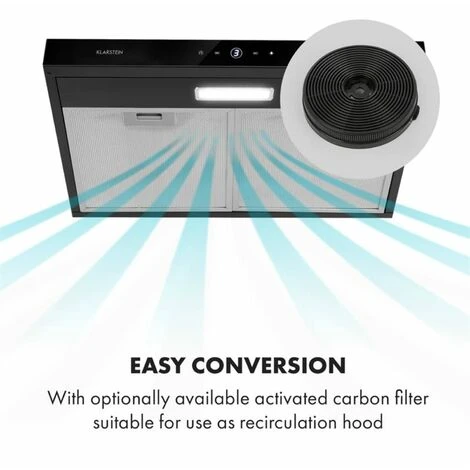 Klarstein Contempo Neo Substructure Cooker Extractor Hood 60cm 175m³ / H LED Stainless Steel Acrylic Black 3 Klarstein Contempo Neo Substructure Cooker Extractor Hood 60cm 175m³ / H LED Stainless Steel Acrylic Black - Image 3