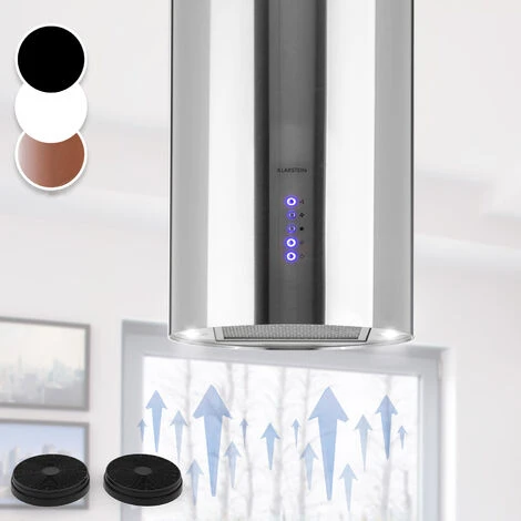 Klarstein Beretta Island Cooker Extractor Hood Ø35cm Exhaust / Circulating Air 650m³ / H LED Stainless Steel 1 Klarstein Beretta Island Cooker Extractor Hood Ø35cm Exhaust / Circulating Air 650m³ / H LED Stainless Steel