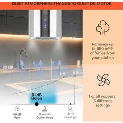 Klarstein Beretta Island Cooker Extractor Hood Ø35cm Exhaust / Circulating Air 650m³ / H LED Stainless Steel 7 Klarstein Beretta Island Cooker Extractor Hood Ø35cm Exhaust / Circulating Air 650m³ / H LED Stainless Steel -Home Appliances Store 22970406 3