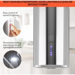 Klarstein Beretta Island Cooker Extractor Hood Ø35cm Exhaust / Circulating Air 650m³ / H LED Stainless Steel 8 Klarstein Beretta Island Cooker Extractor Hood Ø35cm Exhaust / Circulating Air 650m³ / H LED Stainless Steel -Home Appliances Store 22970406 4