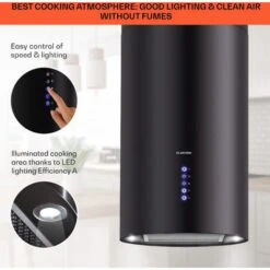 Klarstein Klarstein Beretta Island Cooker Extractor Hood Ø35cm Exhaust / Circulating Air 650m³ / H LED Black -Home Appliances Store 22970410 4