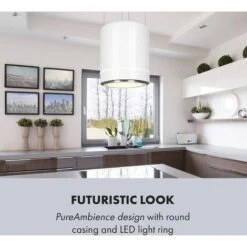 Klarstein Tron Ambience Island Cooker Extractor Hood Ø38cm Recirculation 540m³ / H LED White -Home Appliances Store 22970602 4