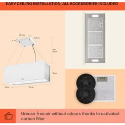 Klarstein Kronleuchter XL Kitchen Island Extractor Hood 90cm Recirculation 590m³/h LED Touchscreen White -Home Appliances Store 22970682 5