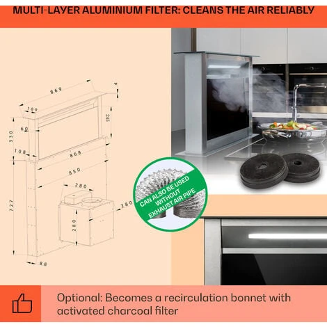 Klarstein Royal Flush Eco Cooker Hood 90 Cm 576 M³/h A+ 5 Klarstein Royal Flush Eco Cooker Hood 90 Cm 576 M³/h A+ - Image 5