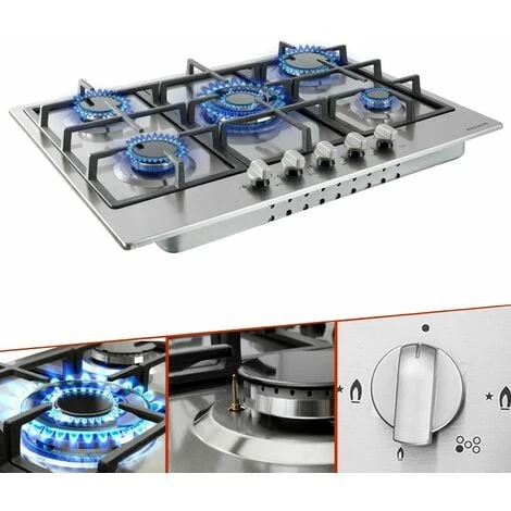 AREBOS Stainless Steel Gas Cooker - 5 Burners - 68 Cm 1 AREBOS Stainless Steel Gas Cooker - 5 Burners - 68 Cm