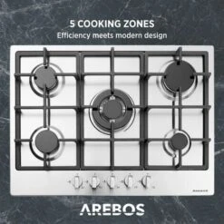 AREBOS Stainless Steel Gas Cooker - 5 Burners - 68 Cm 8 AREBOS Stainless Steel Gas Cooker - 5 Burners - 68 Cm -Home Appliances Store 28598036 4