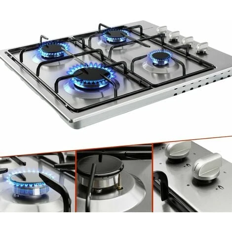 AREBOS Gas Stove 4 Flames Stainless Steel Incl. Grates & Safety Pilot Self-sufficient Suitable For Natural Gas And Propane Gas Gas Hob Gas Cooker 1 AREBOS Gas Stove 4 Flames Stainless Steel Incl. Grates & Safety Pilot Self-sufficient Suitable For Natural Gas And Propane Gas Gas Hob Gas Cooker