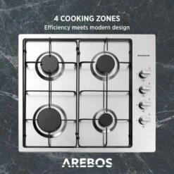 AREBOS Gas Stove 4 Flames Stainless Steel Incl. Grates & Safety Pilot Self-sufficient Suitable For Natural Gas And Propane Gas Gas Hob Gas Cooker 8 AREBOS Gas Stove 4 Flames Stainless Steel Incl. Grates & Safety Pilot Self-sufficient Suitable For Natural Gas And Propane Gas Gas Hob Gas Cooker -Home Appliances Store 28598145 4