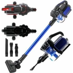 AREBOS Cordless Vacuum Cleaner 2-in-1 Hand And Floor Vacuum Cleaner 2 Powerful Suction Modes Bagless Cordless Up To 55 Minutes With Wall Charging Station Blue