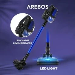 AREBOS Cordless Vacuum Cleaner 2-in-1 Hand And Floor Vacuum Cleaner 2 Powerful Suction Modes Bagless Cordless Up To 55 Minutes With Wall Charging Station Blue -Home Appliances Store 28598264 4