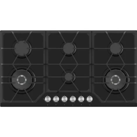 ViandPro - 90cm 6 Burner Black Gas Hob With 2 Wok Burners 2 ViandPro - 90cm 6 Burner Black Gas Hob With 2 Wok Burners - Image 2