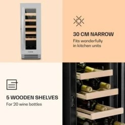 Klarstein Vinovilla Smart Wine Fridge 50l / 20 Bottles Glass Door Stainless Steel -Home Appliances Store 33502956 4