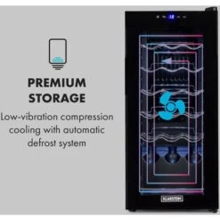 Klarstein Shiraz 18 Slim Uno Wine Refrigerator 50l 18Fl Touch Control Panel 5-18°C -Home Appliances Store 33503467 5