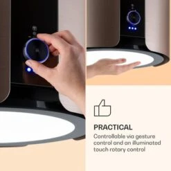 Klarstein Skyfall Smart, Island Extractor Hood, Ø45cm, Circulating Air, 402m³ / H, LED, Stainless Steel, Gold -Home Appliances Store 33504293 4