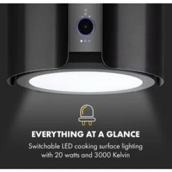 Klarstein Skyfall Smart, Island Extractor Hood, Ø45cm, Circulating Air, 402m³ / H, LED, Stainless Steel, Black -Home Appliances Store 33504329 5