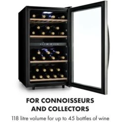 Klarstein Vinamour 45 Duo Wine Refrigerator 2 Zones 118 Ltr / 45 Fl 5-18 °C -Home Appliances Store 33765732 3