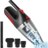 Handheld Vacuum Cleaner, Cordless Handle Vacuum Cleaner USB Charging Cable, Charging Adapter, Water Washable Steel Filter, Powerful Cordless Vacuum Cleaner With LED Light, Black