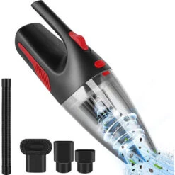 Handheld Vacuum Cleaner, Cordless Handle Vacuum Cleaner USB Charging Cable, Charging Adapter, Water Washable Steel Filter, Powerful Cordless Vacuum Cleaner With LED Light, Black