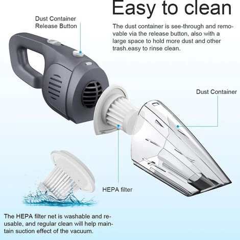 Cordless Handheld Vacuum Cleaner Powerful Suction Lightweight Mini Vacuum Cleaner Quick And Wet Charging Car Vacuum Cleaner For Pet Hair, Home Office And Car Cleaning 5 Cordless Handheld Vacuum Cleaner Powerful Suction Lightweight Mini Vacuum Cleaner Quick And Wet Charging Car Vacuum Cleaner For Pet Hair, Home Office And Car Cleaning - Image 5