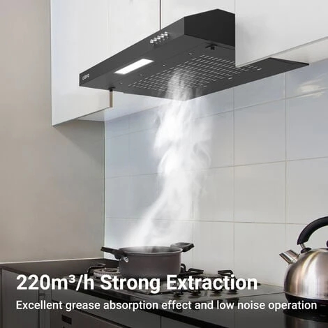 CIARRA 903BK60 Visor Cooker Hood 60cm 3 Speeds Stainless Steel Extractor Fan Black 3 CIARRA 903BK60 Visor Cooker Hood 60cm 3 Speeds Stainless Steel Extractor Fan Black - Image 3