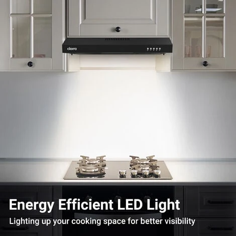 CIARRA 903BK60 Visor Cooker Hood 60cm 3 Speeds Stainless Steel Extractor Fan Black 4 CIARRA 903BK60 Visor Cooker Hood 60cm 3 Speeds Stainless Steel Extractor Fan Black - Image 4