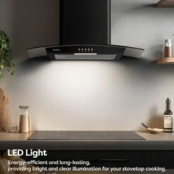 CIARRA 60cm Glass Cooker Hood With Carbon Filter 650m3/h Class A Curved Cooker Hood Black -506BK60 -Home Appliances Store 36409463 3