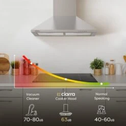 CIARRA 201SS60 Cooker Hood 60cm With Carbon Filters 370m3/h Class A Wall Mounted Extractor Hood -Home Appliances Store 36409465 4
