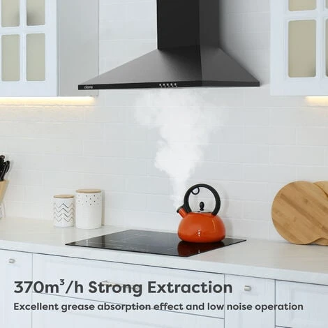 CIARRA 201BK60 Cooker Hood 60cm With Carbon Filters 370m3/h Class A Wall Mounted Extractor Hood - Black 2 CIARRA 201BK60 Cooker Hood 60cm With Carbon Filters 370m3/h Class A Wall Mounted Extractor Hood - Black - Image 2