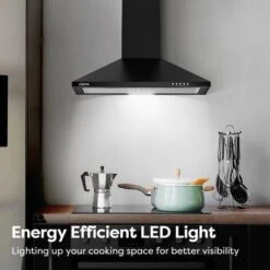 CIARRA 201BK60 Cooker Hood 60cm With Carbon Filters 370m3/h Class A Wall Mounted Extractor Hood - Black 7 CIARRA 201BK60 Cooker Hood 60cm With Carbon Filters 370m3/h Class A Wall Mounted Extractor Hood - Black -Home Appliances Store 36409467 3