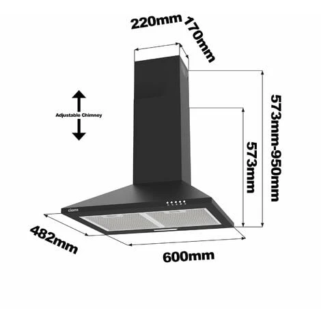 CIARRA 201BK60 Cooker Hood 60cm With Carbon Filters 370m3/h Class A Wall Mounted Extractor Hood - Black 5 CIARRA 201BK60 Cooker Hood 60cm With Carbon Filters 370m3/h Class A Wall Mounted Extractor Hood - Black - Image 5