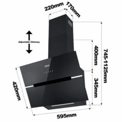 CIARRA 60cm Glass Angled Cooker Hood Class A++ 650m3/h 4 Speeds Touch Control-CD6736FB -Home Appliances Store 36409469 5