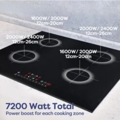 CIARRA Built-in 4 Zones Induction Hob, Integrated Electric Cooktop With Booster Function 7200W-CD4BBIH -Home Appliances Store 36409470 4